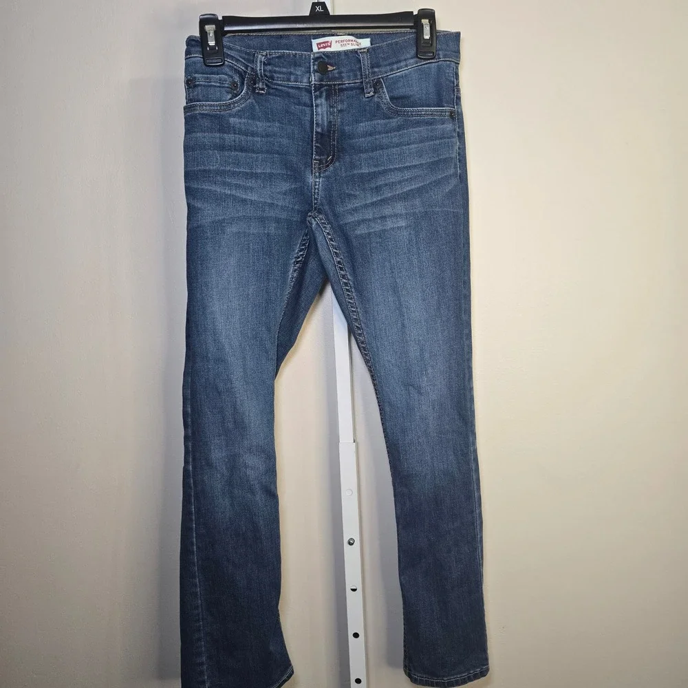 Levis Boys 511 Slim Performance Jeans Medium Wash Denim Size 14
